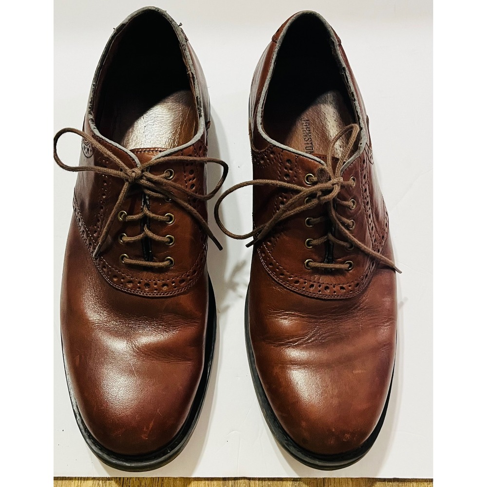 Johnston & Murphy Mens Brown Leather Brogue Oxford Dress Shoes Lace Up 10.5M
